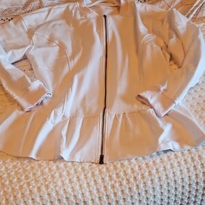 Women's White Zip Up Sweater 2xl
